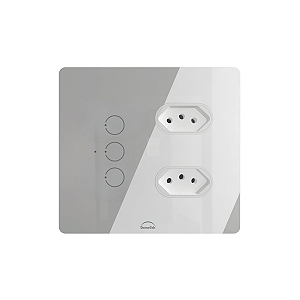 Interruptor 3 Botões Com 2 Tomadas