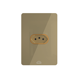 Tomada Simples Com Detalhe Dourado Linha Square 4x2 Dometek