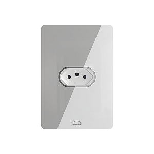 Tomada Simples Com Detalhe Cromado Linha Square 4x2 Dometek