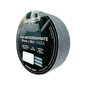 Fita Adesiva Antiderrapante 20m 50mm Segurança Degrau Escada Rampa Piso Alto Tráfego Abrasiva Cinza