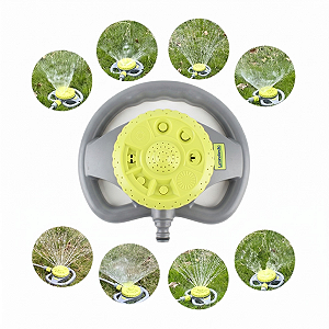 Irrigador Aspersor Giratório 8 Modos Jatos Luminolândia Gramado E Jardim Rega Automática 360 Graus
