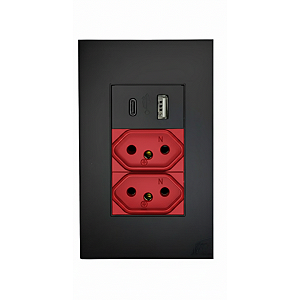 Tomada Dupla Vermelha Usb Tipo C Premium iPhone 15 16+