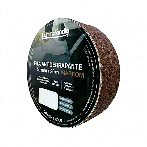 Fita Adesiva Antiderrapante 20m 50mm Segurança Degrau Escada Rampa Piso Alto Tráfego Abrasiva Marrom
