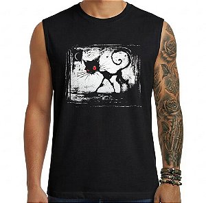 Camiseta regata masculina - Gato Dark.