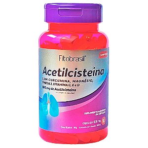 Acetilcisteína + Curcumina, Magnésio, Vitamina C, Vitamina E e Vitamina D – 60 cápsulas de 600mg