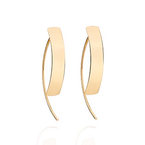 Brinco Meia Argola Liso Banhado A Ouro 18k Rommanel