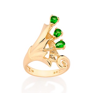 Anel Vaso Da Prosperidade Banhado A Ouro 18k Com Cristais Rommanel