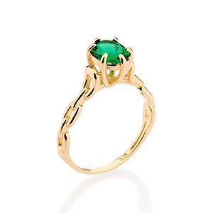 Anel Solitário Aro Corrente Banhado A Ouro 18k Com Cristal Rommanel