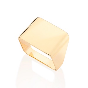 Anel Quadrado Banhado A Ouro 18k