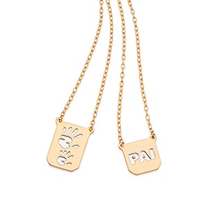 Escapulário Pai E Filho Personalizável Com Aplicação De Rhodium Rommanel