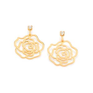 Brinco Flor Vazada com 2 Circônias de 2,50 mm