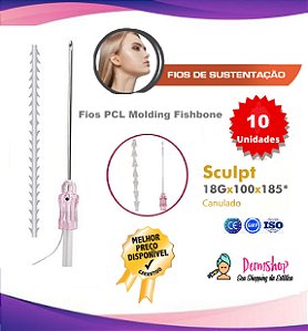 Fios de PCL Sculpt Molding Fishbone 18GX100MM Ponta Canulada (10 UNIDADES) LOYODERM