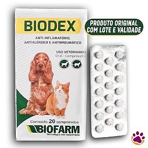 Anti-inflamatório Biodex para Cães e Gatos Antialérgico Antirreumático - 20 Comprimidos - Biofarm