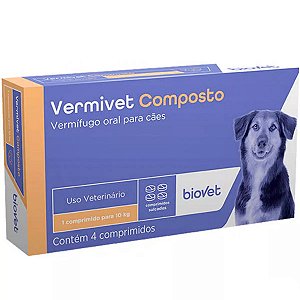 Vermífugo Vermivet Composto - 4 Comprimidos 600mg Cada - Biovet