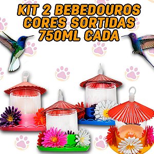 Kit 2 Bebedouro Para Pássaros Aves Beija Flor - Grande - 750ml - Jumbo
