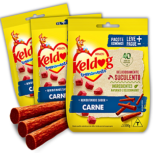 Kit 3 Bifinho Petisco Keldog Criadores Carne para Cães - 500g - Kelco