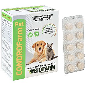 Suplemento Vitamínico Mineral Aminoácido CONDROFarm Para Cães e Gatos - 100 Comprimidos - Biofarm