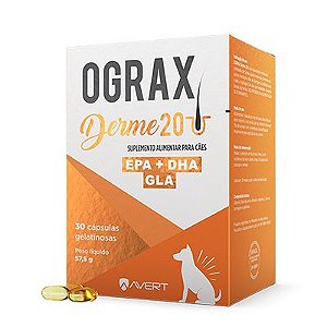 Suplemento Nutricional Ograx Derme 20 para Cães - 30 Cápsulas - Avert