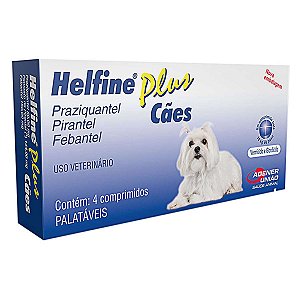 Vermicida e Giardicida Helfine Plus para Cães - 4 Comprimidos Palatáveis - Agener União