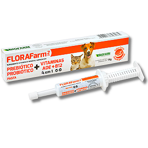 Suplemento Vitamínico Mineral Aminoácido Prebióticos e Probióticos FLORAFarm Cães e Gatos - Biofarm