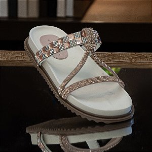 Rasteira Birken Ellen com Strass e Pedraria