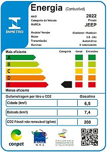 00385-2022 - Etiqueta (2030) Segurança INMETRO - Jeep Wrangler Gladiator - 2022