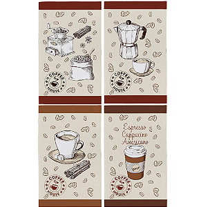 Jogo 4 Panos Prato - Coffee Branco - Teka