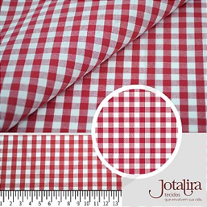 Tecido Tricoline Xadrez 8XM Vermelho Fio Tinto 100% Algodão