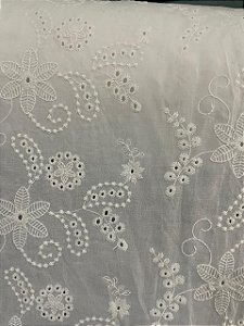 Tecido Laise 100% Algodão Cor Branca 1,30 mt de Largura