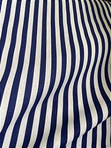 Tecido Tricoline Listrado de Azul Marinho e Branco Listras de 8 mm 100% Algodão 1,50m Largura