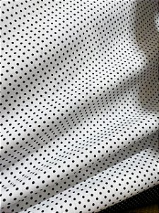 Tecido Tricoline Branca com Poás Pretos 100% Algodão