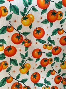 Tecido Tricoline Estampa de Tomates 100% Algodão