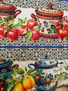 Tecido Tricoline Digital com 10 Faixas de Mesa Portuguesa 100% Algodão