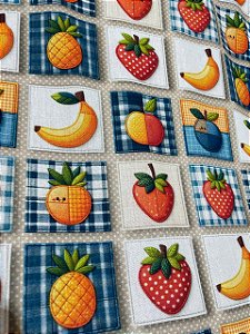 Tecido Tricoline Estampa 3D de Frutas 100% Algodão