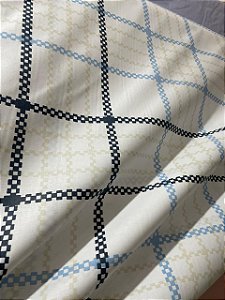 Tecido Percal 200 Fios Estampa Xadrez sobre Branco 100% Algodão 2,50 m de Largura