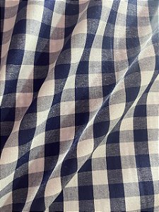Tecido Tricoline Cataguases Xadrez Azul Marinho 20 XM Fio Tinto 100% Algodão