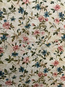 Tecido Tricoline Estampa Digital Flores Pequenas e Detalhadas Estilo Liberty 100% Algodão