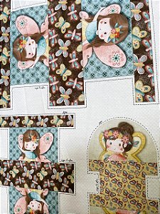 Tecido Tricoline Digital Estampa de 6 Necessaires de Fadas a cada 50 cm 100% Algodão
