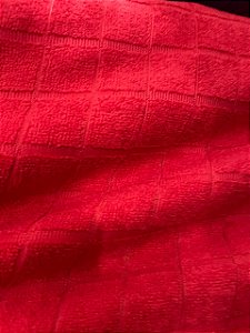 Felpa Quadriculada Cor Vermelha 1,40 m de Largura em Microfibra