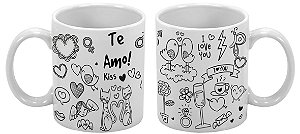 Caneca Dia Dos Namorados 300ml Para Colorir - 1 unidade