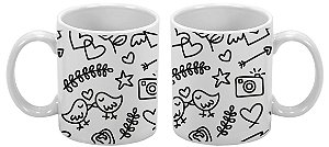 Caneca Para Colorir 300ml Namorados Passarinho - 1 unidade