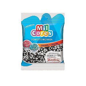 Confeito Miçanga Branca e Preta Nº 0 Mil Cores - 150gr