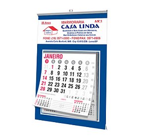 100 unidades Calendário Folhinha de Parede Personalizado 18x27