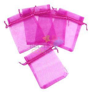 Saquinho de Organza 9x12 cm Pink - 50 unidades