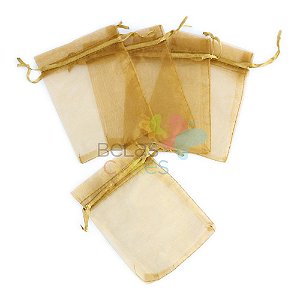 Saquinho de Organza 13x17 cm Dourado - 50 unidades