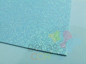 Folha de EVA 40x60cm - Glitter Neon Azul Claro - 5 unidades