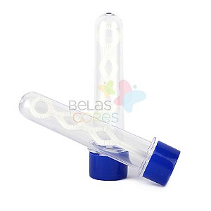 Tubete Bolha de Sabão 12 cm Tampa Azul Royal - 10 unidades