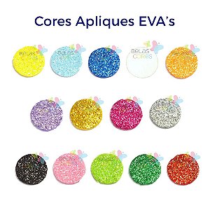 Aplique de EVA Glitter Modelo Bola - Diversas Cores - Tamanho G - 50 unidades