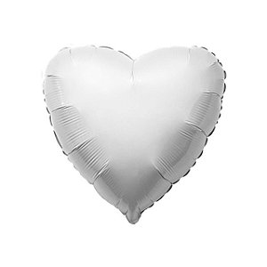 Balão de Coração Metalizado 40cm cor Branco
