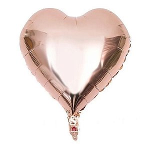 Balão de Coração Metalizado 40cm cor Rose Gold